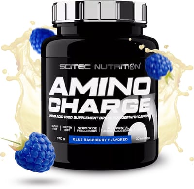 Scitec Nutrition® - Amino Charge (570 gram - Blue Raspberry) - Framboos/Appelzuur - 30 doseringen - aminozuren - aminozuur - bcaa - l-isoleucine - l-leucine - l-valine - poeder