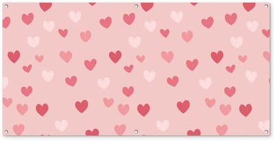 Tuinposter 160x80 cm - Tuindecoratie Hartjes - Patroon - Roze - Eenvoudig - Poster voor in de tuin - Buiten decoratie - Schutting tuinschilderij - Tuindoek muurdecoratie - Wanddecoratie balkondoek