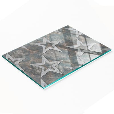 Decoratieve glazen snijplank met stenen sterren, 80x52 cm