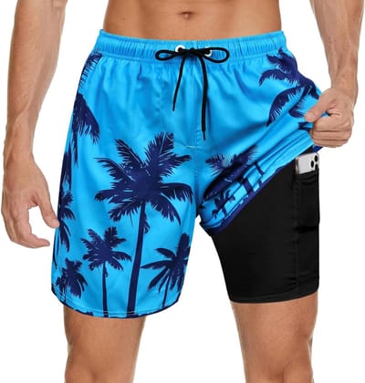 Heren zwemshorts met compressievoering, sneldrogend en comfortabel voor strand en zwembad, 7 inch lengte