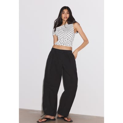 Stradivarius Asymmetrische top met plooien  GRIJZE DENIM WASSING XS