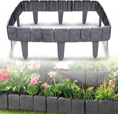 Gazonrand Steenlook - Tuinrand Borderrand - Tuin Ordenen - Flexibel Steenmotief - 20 meter - Antraciet