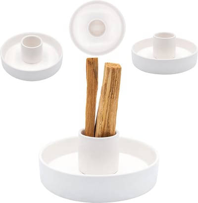 Aromaholik Fumo Serie - Keramische Palo Santo Houder - Wit - Minimalistisch Design - Blauw