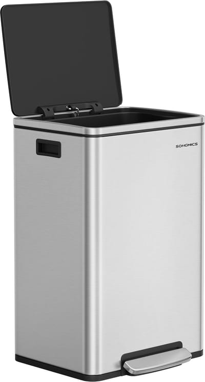 SONGMICS - Prullenbak - Pedaalemmer - Prullenbak 50L - Uitneembare Kunststof Binnenemmer - Softclose Deksel