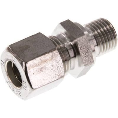 G 1/4'' Buitendraad x 10L RVS Rechte Knelfitting 315 Bar DIN 2353 - FL2S-MO-ST-014G-10-L