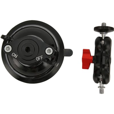Support Ventouse Puissant pour Caméra Support Voiture pour Caméra d'Action Support Voiture pour Caméra Bras Articulé à Double Rotule Trou de Vis 1 4 black