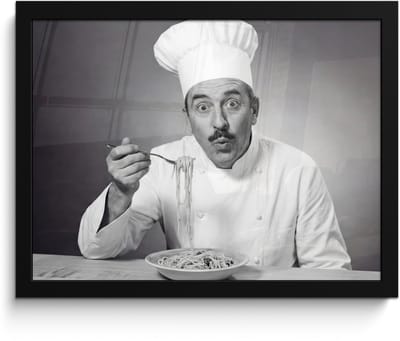 Poster in lijst - Fotolijst 40x30 cm - Posters - Chef - Spaghetti - Pasta - Posterlijst zwart - Decoratie - Wanddecoratie woonkamer - Muurdecoratie slaapkamer