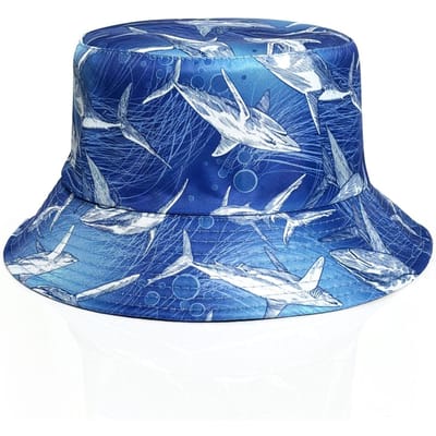 Nouveau Chapeau de Pêcheur avec Impression Motif Animal Marin Baleine, Chapeau de Soleil Réversible, Léger et Pliable, Convient à Toutes les Saisons (Blue,One Size) bleu