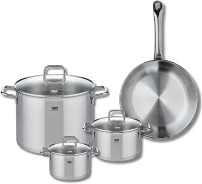 Set van 1 Koekenpan 28 cm en 3 kookpotten 14, 16 en 26 cm Elo Profi Citrin