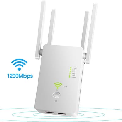 Super WiFi Repeater - 1200 Mbps - WPS Knop - WiFi Versterker - WiFi Extender - WiFi Booster - Geschikt voor 2.4 Ghz en 5.0 Ghz