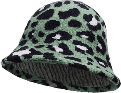 Haarsoires Bucket Hat Hoedje – Panterprint - Soft – One Size – Groen Wit Zwart - Vissershoedje - voor Dames & Heren