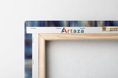 Artaza Canvas Schilderij Drieluik Abstracte Kunst met Blauwe en Gouden Ruiten - 120x60 - Foto Op Canvas - Canvas Print