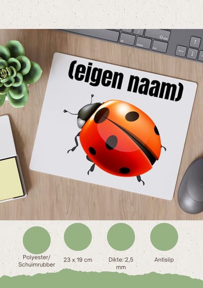 Akyol - lieveheersbeestje met eigen naam Muismat - Lieveheersbeestje - lieveheersbeestje liefhebbers - iemand die houdt van lieveheersbeestjes - verjaardag - cadeau - kado - 23 bij 19 cm