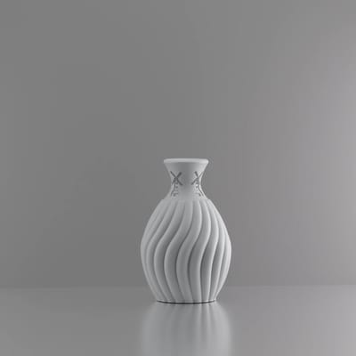 3d-gezellig Snoepje met molen - Vaas - Grijs - Maat 25 cm - Kunststof - Modern - Bloemenvaas -100% gerecycled PLA (bioplastic)