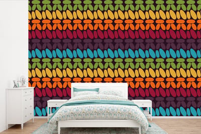 Behang - Fotobehang Haakpatronen - Retro - Regenboog - Breedte 360 cm x hoogte 240 cm