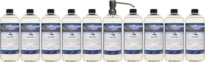 Handzeep No Scent No Colour 1 liter - set van 10 stuks - met gratis RVS zilverkleurige pomp - Voordeelverpakking