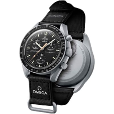 Swatch Quartz Uurwerk 30M Waterbestendig Horloge 42mm Zwart Wijzerplaat Bio-Keramische Kast Nylon Band Unisex horloges SO33M102-109 Black Dial gray