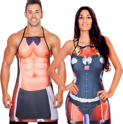 2x Grappig Schort voor Heren en Dames - Verstelbaar Waterdicht Keukenschort voor BBQ en Feestjes - Konijn Stijl