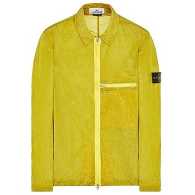 Stone Island Zomer 23 Nylon Meta Serie Effen Kleur Metaalachtig Nylon Lange Mouw Rits Borstband Jas Mannen jassen Geel 781510919-V0030 S yellow