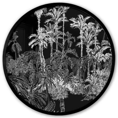 Poster in lijst Rond - Fotolijst 40x40 cm - Posters - Bladeren - Bomen - Jungle - Ronde posterlijst zwart - Decoratie - Wanddecoratie woonkamer - Muurdecoratie slaapkamer