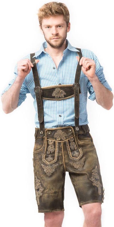 Tannhauser Lederhosen Retro Kort 100% Echt Leder Oktoberfest Heren Lederhosen Man Carnavalskleding Heren - Leer- Maat XL