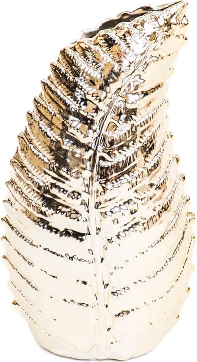 Housevitamin - Vaas Blad Vorm - Goud 13x9x24 - Sfeervolle deco vaas voor in huis.