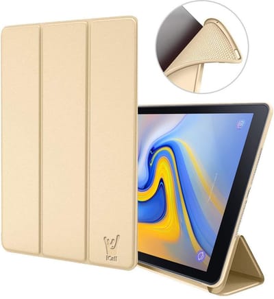 Hoes geschikt voor Samsung Galaxy Tab A 2018 10.5 inch - Trifold Book Case Kunstleer Tablet Hoesje Goud