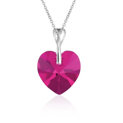 Montebello Ketting Pim HZ99 - Swarovski Hart - 925 Zilver Gerhod. - Ø14mm - 50cm
