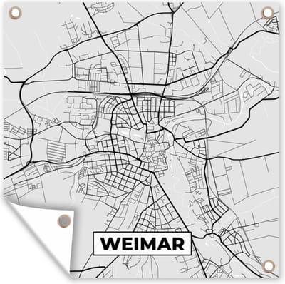 Tuin poster Weimar - Kaart - Duitsland - Plattegrond - Stadskaart - 200x200 cm - Tuindoek