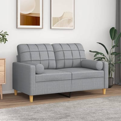 vidaXL - Tweezitsbank - met - sierkussens - 120 - cm - stof - lichtgrijs