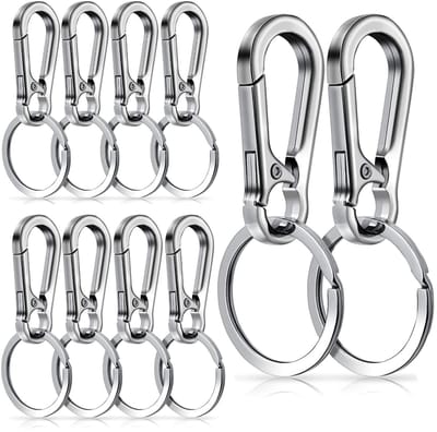 Dailygoods- Sleutelhanger 10 Stuks - Karabijnhaak Clip - Sleutelring - Zinklegering - Zilver/Zwart - 4.6 cm Lengte
