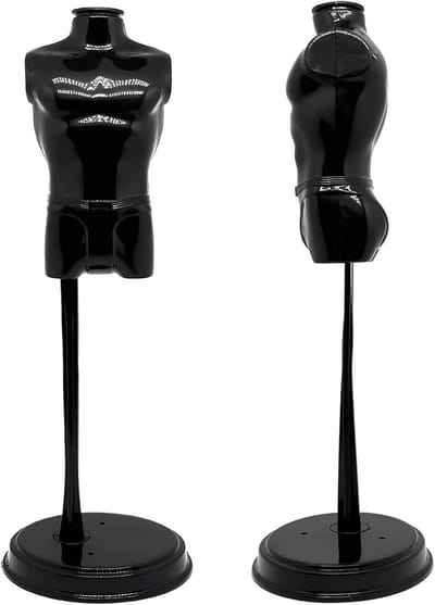 3 Stuks Mini Mannequin Torso Heren Display Stand - Kleding Paspop Sokkel Zwart