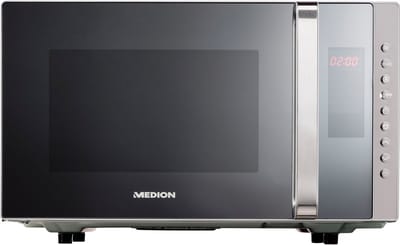 MEDION vrijstaande, 3-in-1 magnetron met grill- en heteluchtfunctie, 800 watt vermogen, 1200 watt bovengrill/heteluchtvermogen, 23L, MD17495, zilver