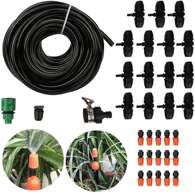 Druppelbevloeiingskit - Automatisch bewateringssysteem - Planten water geven - Bespaart tijd en water - 15m slang - Groen