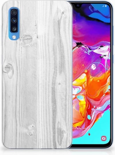 Samsung Galaxy A70 Bumper Hoesje White Wood