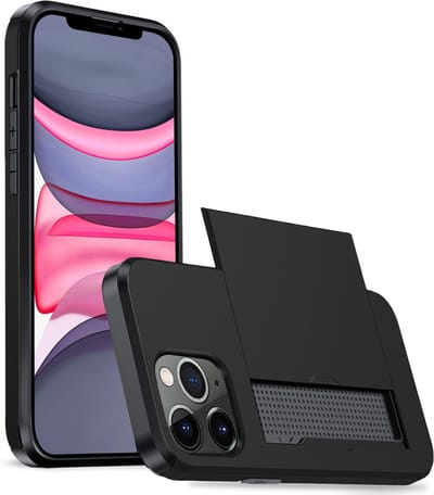 Hoesje Geschikt voor iPhone 11 Pro Hoesje Case Pashouder Hard Cover - Hoes Geschikt voor iPhone 11 Pro Hoesje Met Kaarthouder - Zwart