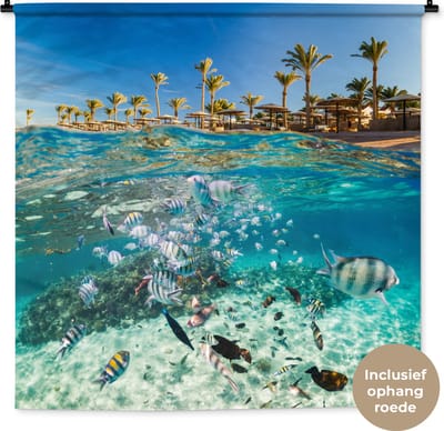 Wandkleed - Wanddoek - Zee - Vissen - Egypte - 150x150 cm - Wandtapijt