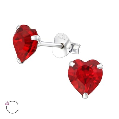 Montebello Oorbellen Efi Siam - 925 Zilver - Swarovski Hart - Ø6mm