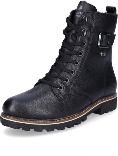 Remonte dames leren veterboot zwart