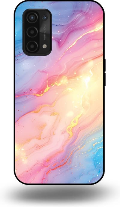 Smartphonica Telefoonhoesje Geschikt voor OPPO A54 5G / A74 5G / A93 5G met Regenboog Glitter Marmer Opdruk - TPU Backcover Case Rainbow Glitter Marble Design geschikt voor Oppo A54 5G;Oppo A74 5G;Oppo A93 5G