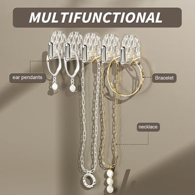 Kettinghouder, voor sieraden, hangende kettingstandaard, zelfklevende kettinghouder, sieradenstandaard met 15 haken voor halskettingen, oorbellen, sieraden en halskettingen