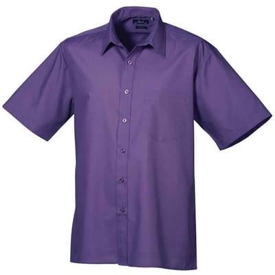 Premier Heren Poplin overhemd met korte mouwen (Paars)