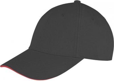 Result Memphis Brushed Cotton Low Profile Sandwich Peak Cap RH91 - black/red - One size