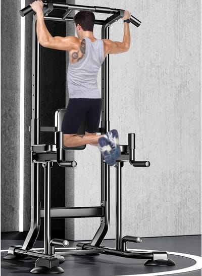 Krachtstation - Power Tower Pull-up Bar - Full Body Training - Verstelbare Hoogte - 300 kg Belastbaar - Zwart