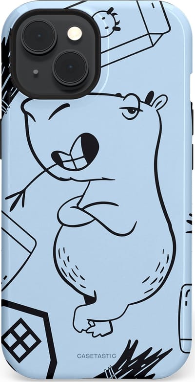 Casetastic Hoesje Geschikt voor Apple iPhone 15 Magsafe - Stijlvolle Beschermende Duo-layer Case - Capibara chillen