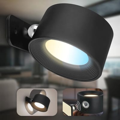 Dimbare Wandlamp met Batterij en Magnetische Bevestiging - 360° Draaiend en CCT Instelbaar - Ideaal voor Binnen als Leeslamp of Bedlampje