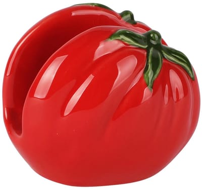 Dekoratief | Servettenhouder tomaat, rood, porselein, 10x8x8cm | A260395