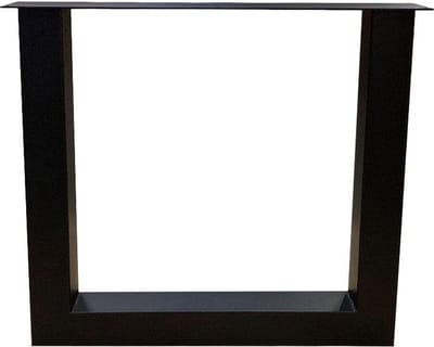 FLE - Stalen U tafelpoot zwart gepoedercoat 76 bij 8 cm en hoogte 72 cm (koker 8 x 8 cm)