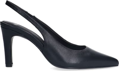 Manfield - Dames - Zwarte leren slingbacks - Maat 40
