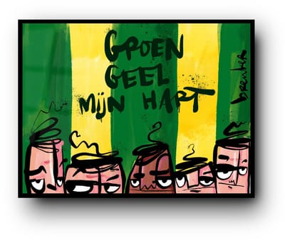 Groen, geel, mijn hart. Ado den haag fans - Meerdere kleuren - Canvas 120 x 80 cm W
